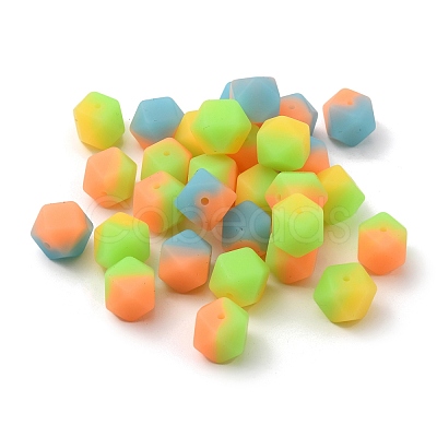 Nbeads 30Pcs 3 Colors Two Tone Luminous Silicone Beads SIL-NB0001-10-1