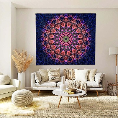 Black Light Boho Mandala Wall Tapestry JX154F-1