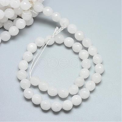 Natural White Jade Beads Strands G-R346-8mm-08-1