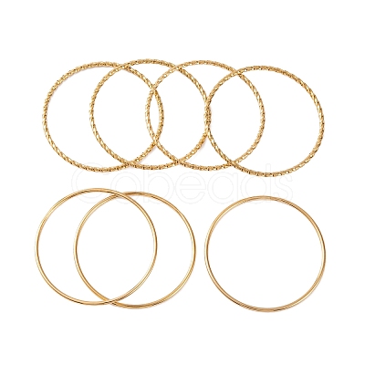 7Pcs PVD Vacuum Plating 304 Stainless Steel Ring Bangles Set for Women BJEW-A011-14A-G-1