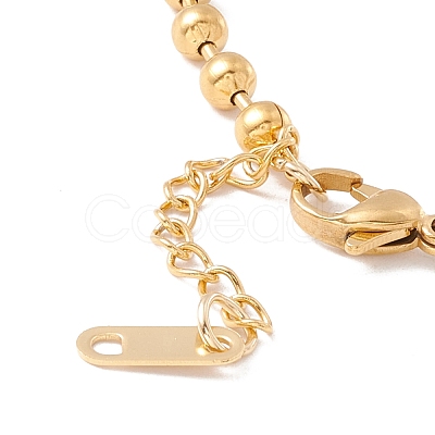 PVD Vacuum Plating Flat Round and Heart Charm Bracelet with 304 Stainless Steel Chains for Women STAS-P304-11G-1