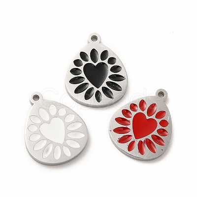 304 Stainless Steel Enamel Pendants STAS-F291-04P-1