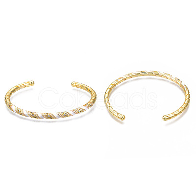 Cubic Zirconia Twist Rope Shape Cuff Bangle BJEW-N014-001-NF-1