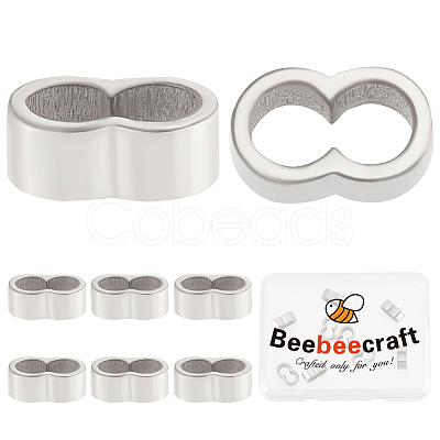 Beebeecraft 10Pcs 304 Stainless Steel Slide Charms/Slider Beads STAS-BBC0002-65-1