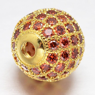 CZ Brass Micro Pave Cubic Zirconia Round Beads ZIRC-L017-8mm-13G-1