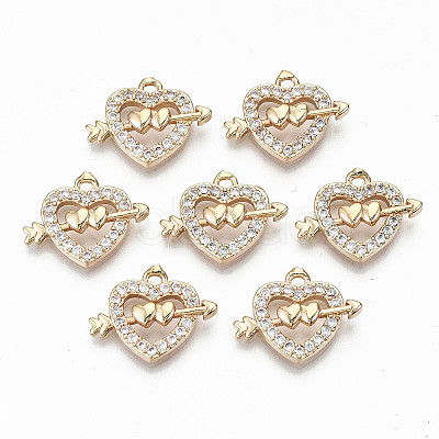 Brass Micro Pave Cubic Zirconia Pendants X-KK-S359-018-RS-1