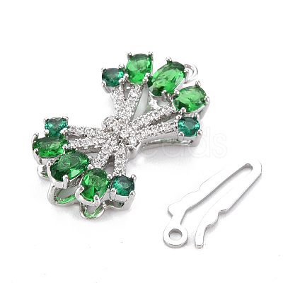 Brass Emerald Rhinestone Box Clasps KK-S356-578-NF-1