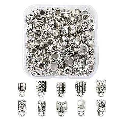 100Pcs 10 Style Tibetan Style Alloy Tube Bails FIND-YW0003-16-1