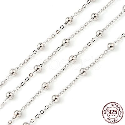 Anti-Tarnish Rhodium Plated 925 Sterling Silver Satellite Chains STER-F052-16P-1