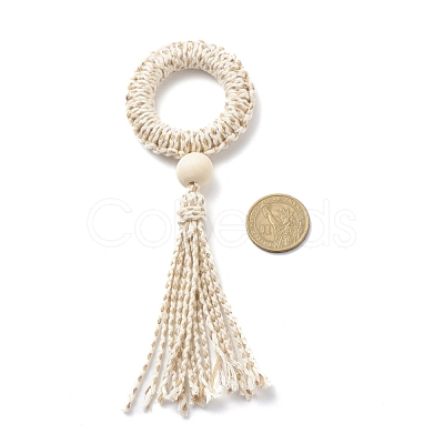 Ring Macrame Cotton Cord Pendant Decorations HJEW-JM00752-1