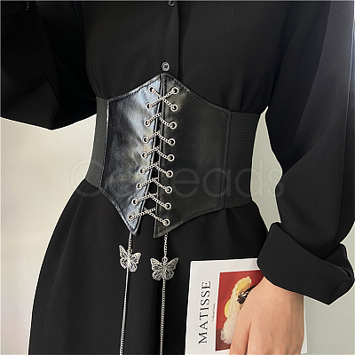 WADORN 1Pc PU Leather Wide Elastic Corset Belts AJEW-WR0002-01A-1