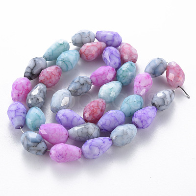 Opaque Baking Painted Crackle Glass Beads Strands EGLA-T008-17F-1