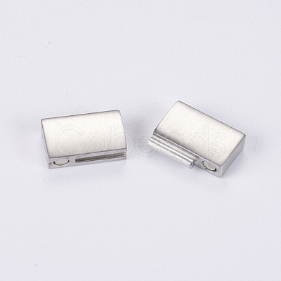 Tarnish Resistant 304 Stainless Steel Magnetic Clasps with Glue-in Ends STAS-G163-60P-1