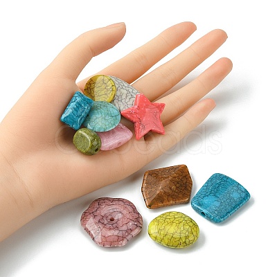 70Pcs 14 Style Crackle Opaque Acrylic Beads OACR-YW0001-64A-1