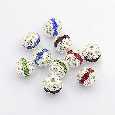 Brass Rhinestone Beads RB-A011-8mm-S-1