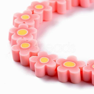 Handmade Flower Printed Polymer Clay Beads Strands X-CLAY-M003-07F-1