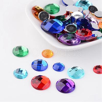 Faceted Imitation Taiwan Acrylic Rhinestone Flat Back Cabochons GACR-X0002-1