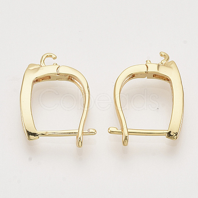 Brass Micro Pave Cubic Zirconia Hoop Earring Findings with Latch Back Closure X-KK-T048-033G-NF-1