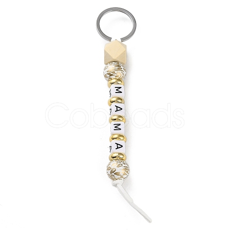 Wood and Plastic Beads Keychain Decorationes KEYC-B016-01-1