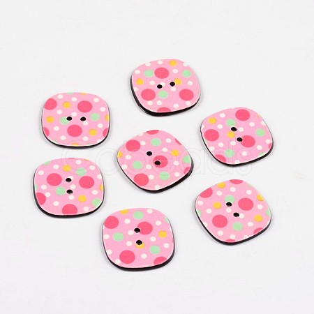 2-Hole Square with Dots Pattern Acrylic Buttons BUTT-F055-04B-1