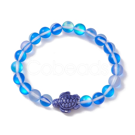 8mm Round Dyed Synthetic Moonstone Beaded Stretch Bracelets BJEW-JB10308-02-1