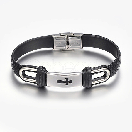 PU Leather Braided Cord Bracelets BJEW-E324-C06-1