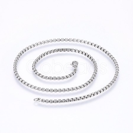 304 Stainless Steel Box Chain Necklaces NJEW-F227-09P-08-1