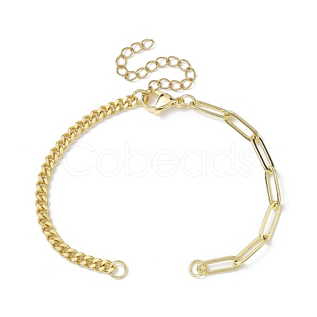 Brass Curb & Paperclip Chains Bracelet Making BJEW-JB10030-01-1