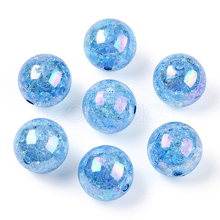 AB Color Transparent Crackle Round Acrylic Beads CACR-S006-04A-1