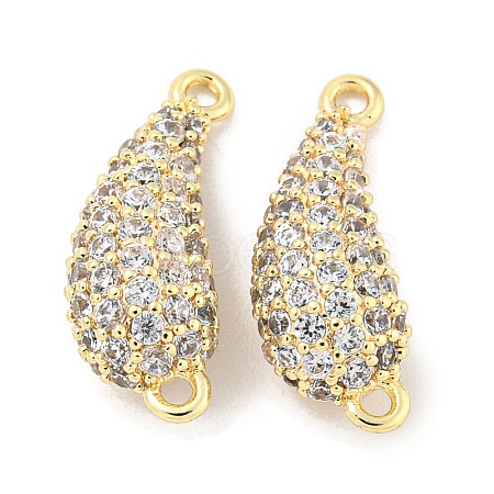 Brass Micro Pave Clear Cubic Zirconia Connector Charms KK-L211-004G-1