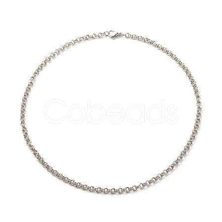 304 Stainless Steel Double Link Rolo Chains Necklace for Women NJEW-JN03892-05-1