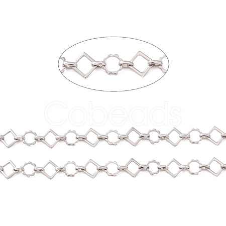 Non-Tarnish 304 Stainless Steel Rhombus & Sun Link Chain CHS-F017-09P-1