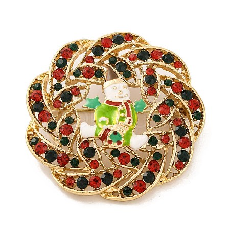 Christmas Theme Santa Flower Enamel Pins JEWB-M043-13G-05-1