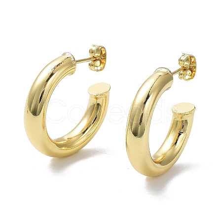 Rack Plating Brass Ring Stud Earrings EJEW-R155-01G-1