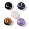 Natural Mixed Gemstone Beads, Flat Round with Letter, Letter J, 8.5~9x5~5.5mm, Hole: 1.2mm