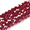 Transparent Electroplate Glass Beads Strands, AB Color Plated, Faceted, Bicone, Dark Red, 4x4mm, Hole: 0.8mm, about 82~85pcs/strand, 12.01~12.2 inch(30.5~31cm)