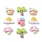 Opaque Resin Cabochons, Coconut Tree & Mushroom & House, Mixed Shapes, Mixed Color, 11.5~15x12~18.5x4~5.5mm