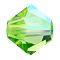 Preciosa&reg Crystal Beads, Czech Crystal, Bicone(451 69 302 Rondelle), Peridot AB, 3mm