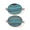 Synthetic Picture Jasper Dyed Connector Charms, Oval Links with Brass Findings, Dark Cyan, Golden, 43x25x7mm, Hole: 2mm