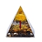 Orgonite Pyramid Resin Energy Generators, Reiki Natural Tiger Eye & Peridot Chips Tree of Life Chips Inside for Home Office Desk Decoration, 50x50x50mm