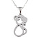 Non-Tarnish 201 Stainless Steel Pendants Necklaces, with Cable Chains and Lobster Claw Clasps, Monkey, Stainless Steel Color, 17.71 inch(45cm), 1.5mm