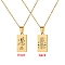 12 Constellation Stainless Steel Tarot Card Engraved Pendant Cable Chain Necklaces, Golden, Leo, 17.72 inch(45cm)