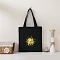 DIY Canvas Bag Flower Embroidery Kits, Include Black Bag, Embroidery Thread & Needles, Plastic Embroidery Hoops, Yellow, 380x350mm