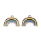 Alloy Enamel Pendants, Golden, Rainbow, 17.5x24x1.8mm, Hole: 2mm