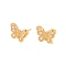 925 Sterling Silver Micro Pave Clear Cubic Zirconia Stud Earring Findings, Butterfly, Real 18K Gold Plated, 9x12.5mm