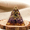 Orgonite Pyramid Resin Energy Generators, Reiki Natural Amethyst Chips and Buddha Inside for Home Office Desk Decoration, 50x50x50mm