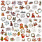 CRASPIRE 4 bags 4 styles Christmas Theme PET Picture Stickers Set, Waterproof Self Adhesive Decals for DIY Scrapbook, Photo Album, 18~55.5x21~52x0.1mm, 30pcs/set, 1 bag/style