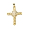 Brass Micro Pave Clear Cubic Zirconia Pendants, Real 18K Gold Plated, Cross, Star, 36x26~26.5x3~4mm, Hole: 4x3.5mm