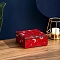 Glass & MDF Jewerly Storage Boxes, Sun Moon Star Treasure Cases with Velvet Inside, Square, Red, 12x12x5cm