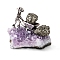 Natural Amethyst Cluster Ornaments, Alloy Miner Holder for Home Office Home Feng Shui Decoration, 40~60mm